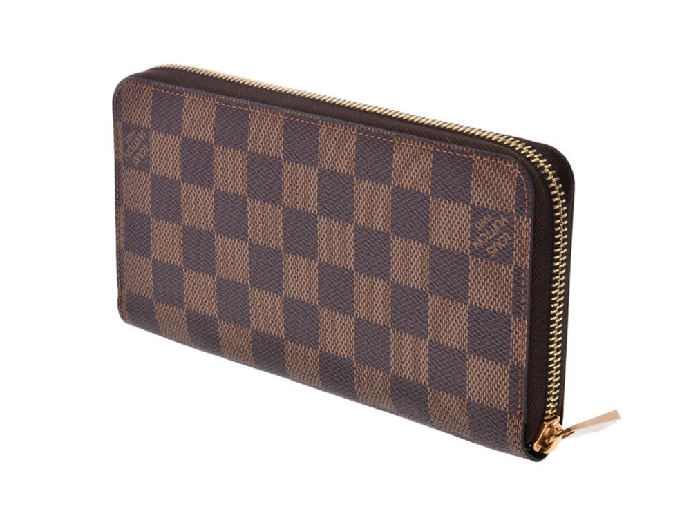 Louis Vuitton Damier Wallet Long Brown Zippy Leather